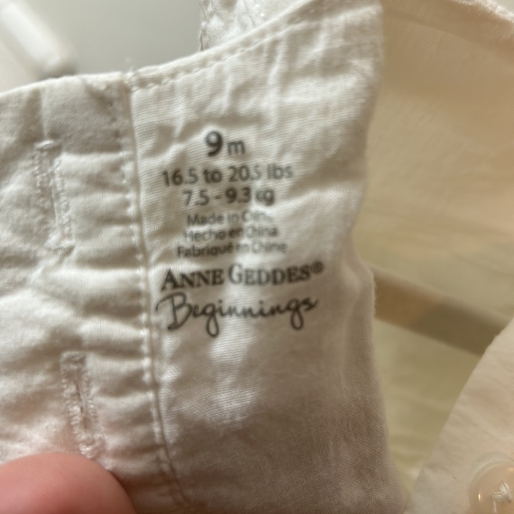 White lace and polka dot sleeveless dress by Anne Geddes Beginnings 9 month - Picture 5 of 5